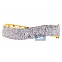 18K Yellow Gold 7.51 ct Diamond Wave Womens Bangle Bracelet