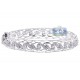 18K White Gold 1.47 ct Diamond Womens Filigree Bangle Bracelet