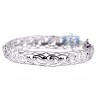 Womens Diamond Filigree Bangle Bracelet 18K White Gold 1.47 ct