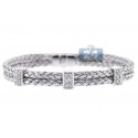 18K White Gold 0.61 ct Diamond Womens Braided Bracelet 8 Inch