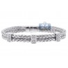 Womens Diamond Woven Braided Bangle Bracelet 18K White Gold 8"