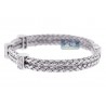 Womens Diamond Woven Braided Bangle Bracelet 18K White Gold 8"