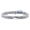 Womens Diamond Woven Braided Bangle Bracelet 18K White Gold 8"