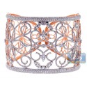 18K Rose Gold 13.05 ct Diamond Womens Filigree Bangle Bracelet