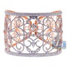 Womens Diamond Filigree Bangle Bracelet 18K Rose Gold 13.05 ct