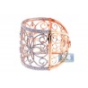 Womens Diamond Filigree Bangle Bracelet 18K Rose Gold 13.05 ct