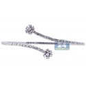 18K White Gold 3.35 ct Diamond Womens Bypass Bangle Bracelet