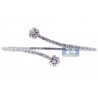 Womens Diamond Bypass Bangle Bracelet 18K White Gold 3.35 ct 8"