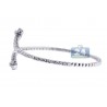 Womens Diamond Bypass Bangle Bracelet 18K White Gold 3.35 ct 8"