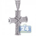 18K White Gold 2.65 ct Diamond Mens Cross Pendant Necklace