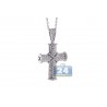 Mens Diamond Cross Pendant Necklace 18K White Gold 2.65ct 18"