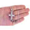 Mens Diamond Cross Pendant Necklace 18K White Gold 2.65ct 18"