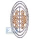 18K White & Rose Gold 1.59 ct Diamond Womens Long Ring