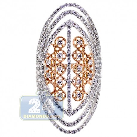 18K White Rose Gold 1.59 ct Diamond Womens Long Ring