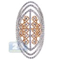 18K White & Rose Gold 1.59 ct Diamond Womens Long Ring