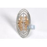 18K White Rose Gold 1.59 ct Diamond Womens Long Ring
