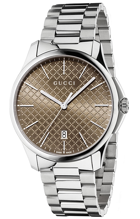 Gucci G-Timeless Brown Diamante Steel Bracelet Watch YA126317