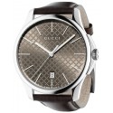 Gucci G-Timeless Brown Diamante Steel Leather Watch YA126318