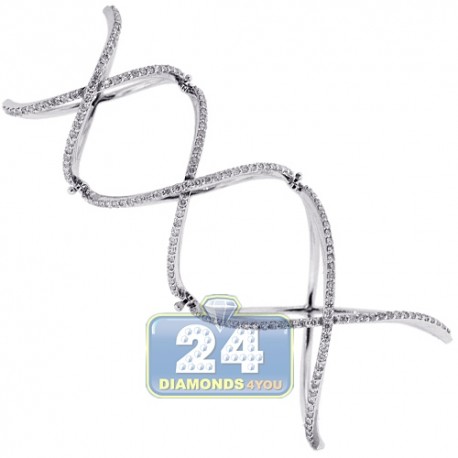 18K White Gold 0.85 ct Diamond Womens Full Finger Ring