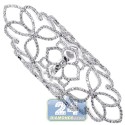 18K White Gold 3.30 ct Diamond Womens Long Floral Ring