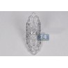 18K White Gold 3.30 ct Diamond Womens Long Floral Ring