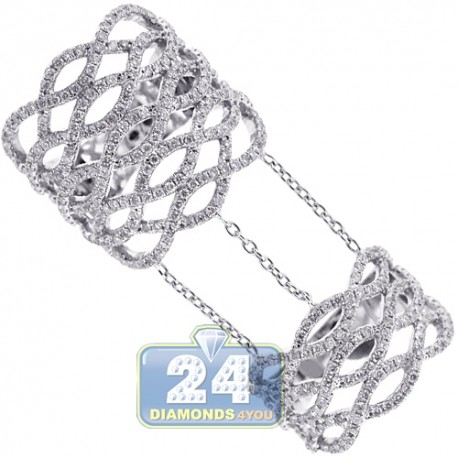 18K White Gold 1.00 ct Diamond Womens Braid Double Ring