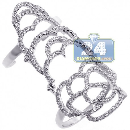 18K White Gold 1.00 ct Diamond Womens Double Ring