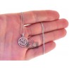 Womens Diamond Allah Islamic Pendant Necklace 18K White Gold