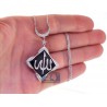 Womens Diamond Onyx Allah Islamic Necklace 18K White Gold 0.70ct