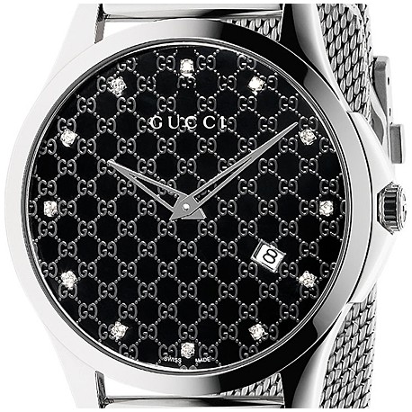 Gucci G-Timeless Diamond Steel Mesh Bracelet Watch YA126311