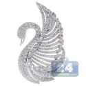 14K White Gold 1.92 ct Diamond Womens Swan Pendant