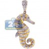 14K Yellow Gold 1.23 ct Diamond Womens Seahorse Pendant