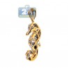 Womens Diamond Seahorse Fish Pendant 14K Yellow Gold 1.23ct