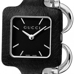 Gucci 1921 Steel Black Dial Leather Womens Watch YA130402