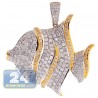 Womens Diamond Butterfly Fish Pendant 14K Yellow Gold 2.55ct