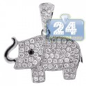 14K White Gold 0.96 ct Diamond Elephant Womens Pendant