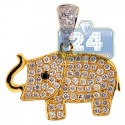 14K Yellow Gold 0.96 ct Diamond Elephant Womens Pendant