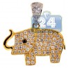 Womens Diamond Baby Elephant Pendant 14K Yellow Gold 0.96ct