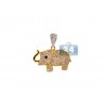 Womens Diamond Baby Elephant Pendant 14K Yellow Gold 0.96ct