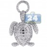 Womens Diamond Sea Turtle Animal Pendant 14K White Gold 0.87ct