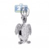 Womens Diamond Sea Turtle Animal Pendant 14K White Gold 0.87ct