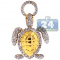 14K Yellow Gold 0.87 ct Diamond Womens Turtle Pendant