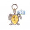 Womens Diamond Sea Turtle Animal Pendant 14K Yellow Gold 0.87ct