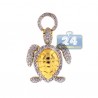 Womens Diamond Sea Turtle Animal Pendant 14K Yellow Gold 0.87ct