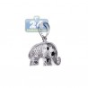 Womens Diamond Elephant Animal Pendant 14K White Gold 0.30ct
