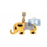 Womens Diamond Elephant Animal Pendant 14K Yellow Gold 0.30ct