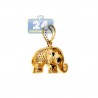 Womens Diamond Elephant Animal Pendant 14K Yellow Gold 0.30ct