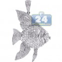 14K White Gold 1.86 ct Diamond Angelfish Fish Womens Pendant