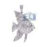Womens Diamond Angelfish Fish Pendant 14K White Gold 1.86ct