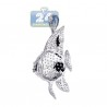 Womens Diamond Angelfish Fish Pendant 14K White Gold 1.86ct